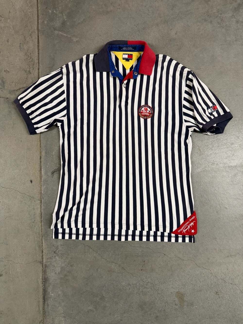 Vintage Tommy Hilfiger International Games Striped Polo Shirt